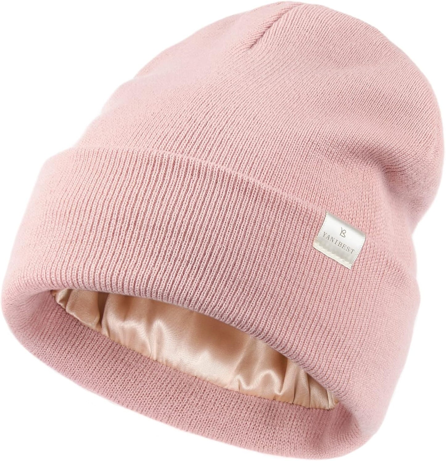 Satin Lined Beanie - Stylish Winter Hat for Women & Men, Reduces Frizz, Soft Slouchy Cuffed Design, Less Static