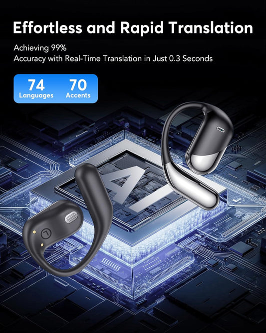 AI Translation Earbuds - Real-Time 144 Language Translator, 3-in-1 Device for Travel & Learning with Charging Cradle