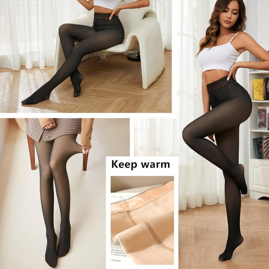 2025 High Waist Fleece Lined Thermal Tights - Sheer, Translucent, and Extra Cozy for Women