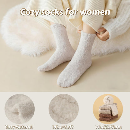Indulge in Comfort: 3 Pairs of Luxe Cloud Fuzzy Socks for Women - Perfect Gift for Cozy Nights at Home