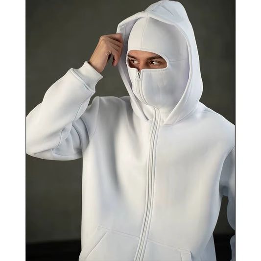 Trendy Unisex Y2K Gothic Double Hooded Balaclava Hoodie - Perfect for Autumn & Winter Sports!