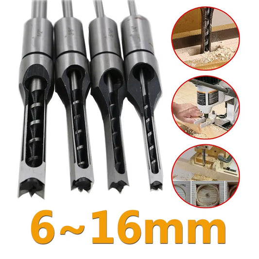 6-16Mm HSS Square Hole Drill Set for Woodworking - Auger Mortising Chisel Tools for DIY Furniture Projects