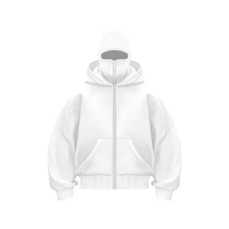 Trendy Unisex Y2K Gothic Double Hooded Balaclava Hoodie - Perfect for Autumn & Winter Sports!