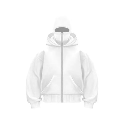 Trendy Unisex Y2K Gothic Double Hooded Balaclava Hoodie - Perfect for Autumn & Winter Sports!