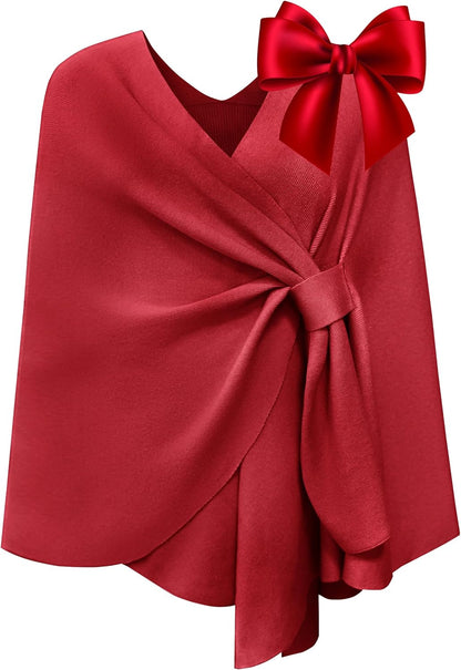 Elegant  Women's Soft Shawl Wrap - Cozy Open Front Poncho Sweater for All Seasons