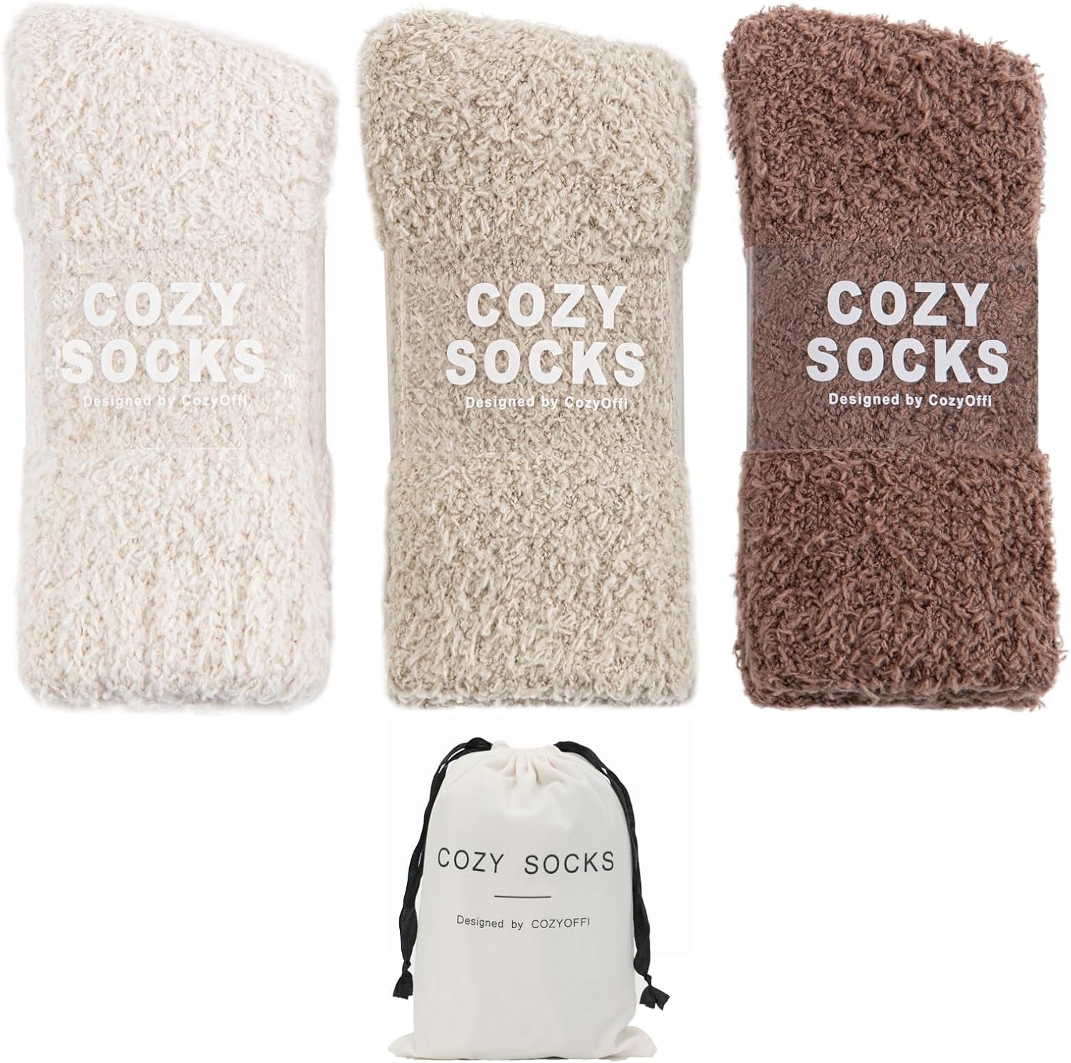 Indulge in Comfort: 3 Pairs of Luxe Cloud Fuzzy Socks for Women - Perfect Gift for Cozy Nights at Home