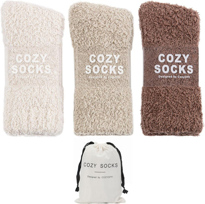 Indulge in Comfort: 3 Pairs of Luxe Cloud Fuzzy Socks for Women - Perfect Gift for Cozy Nights at Home