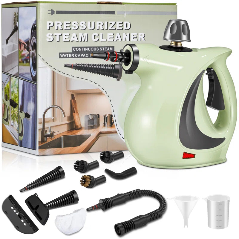 Powerful Handheld Steam Cleaner - Ultimate Portable Steamer with 11-Piece Accessory Set for All Your Cleaning Needs: Floors, Cars, Carpets, Upholstery, and More!