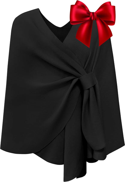 Elegant  Women's Soft Shawl Wrap - Cozy Open Front Poncho Sweater for All Seasons