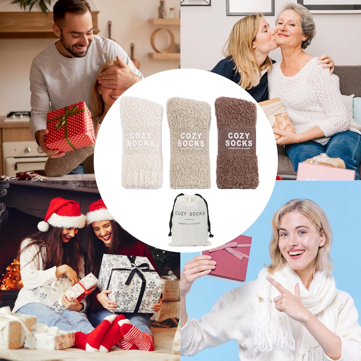 Indulge in Comfort: 3 Pairs of Luxe Cloud Fuzzy Socks for Women - Perfect Gift for Cozy Nights at Home