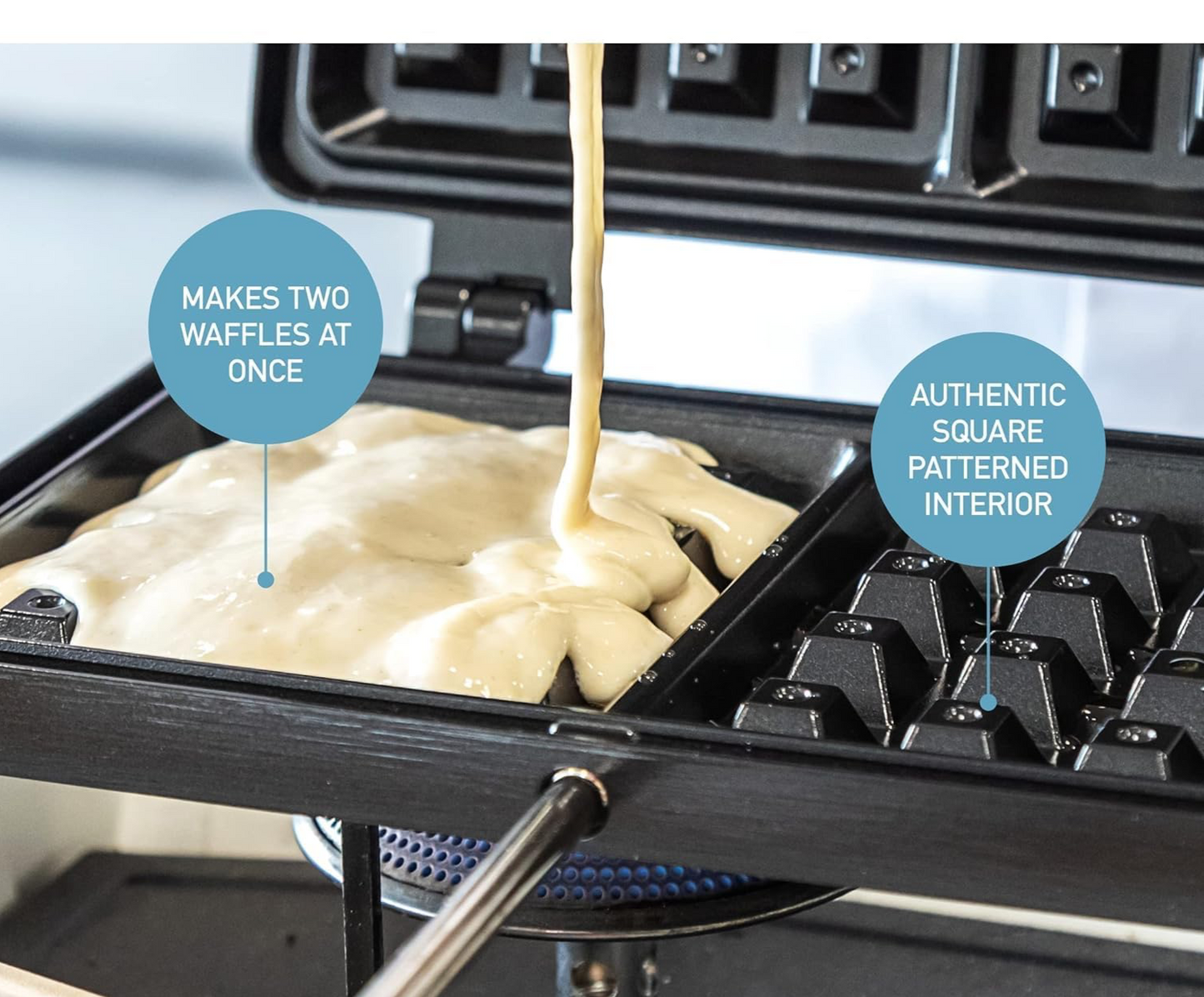 Non Stick Waffle Iron, Waffle Iron Stove Top, Simple and Convenient, Black