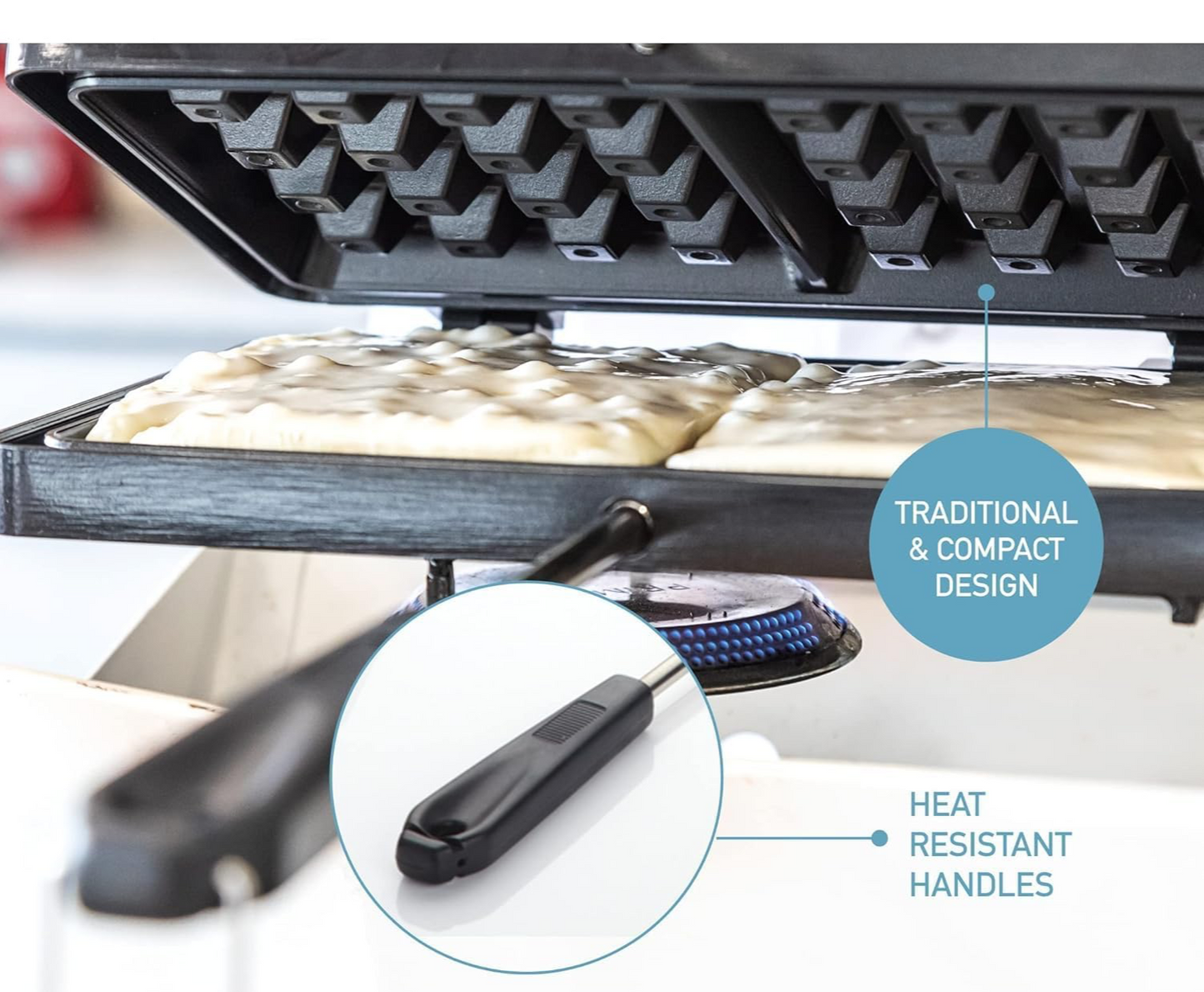 Non Stick Waffle Iron, Waffle Iron Stove Top, Simple and Convenient, Black