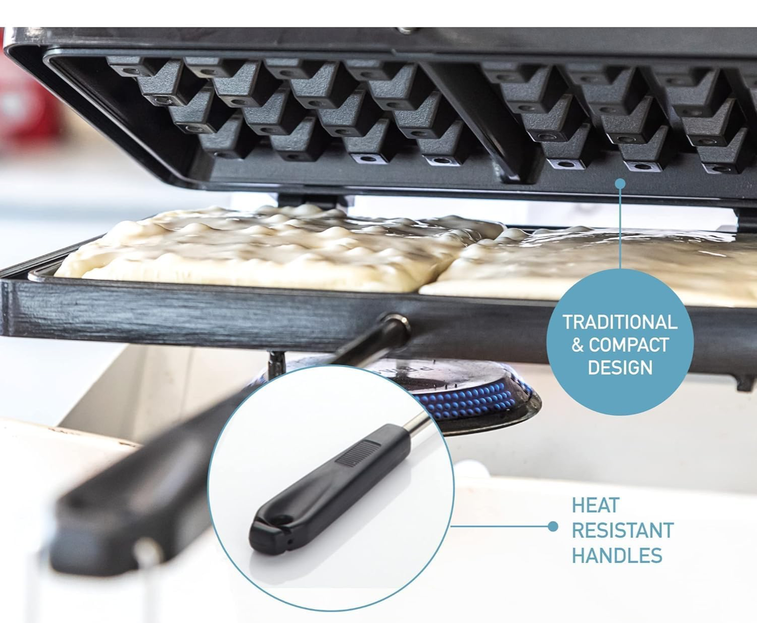 Non Stick Waffle Iron, Waffle Iron Stove Top, Simple and Convenient, Black