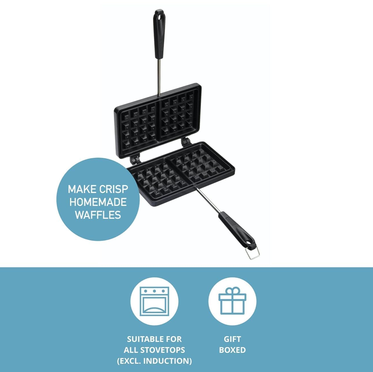 Non Stick Waffle Iron, Waffle Iron Stove Top, Simple and Convenient, Black
