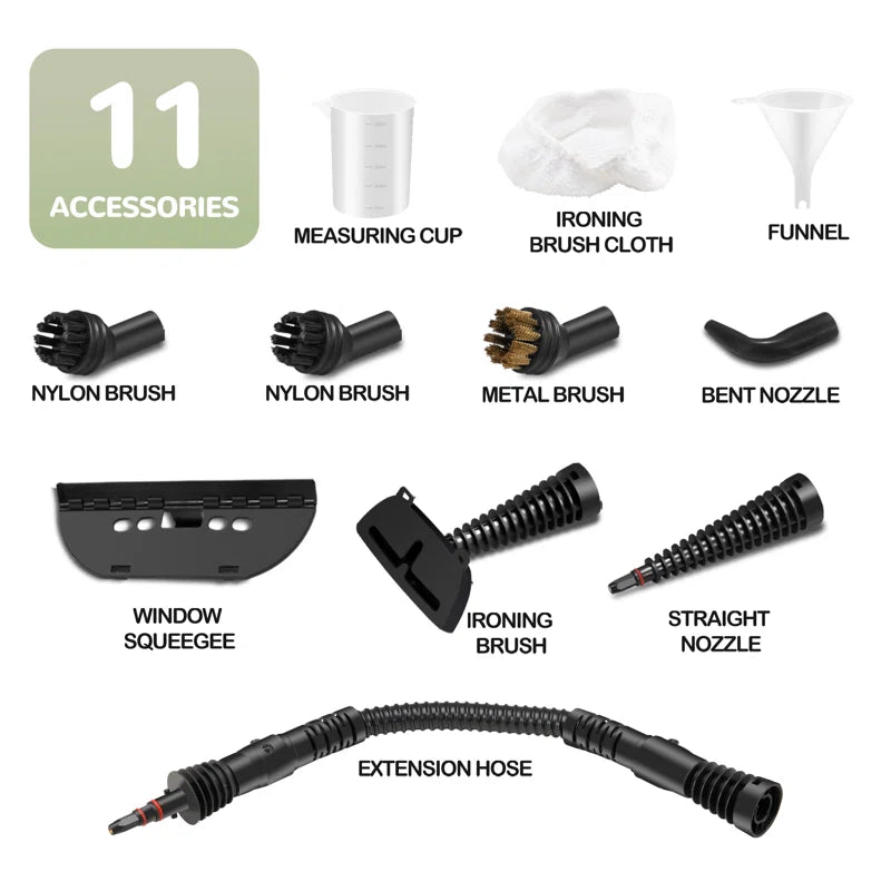 Powerful Handheld Steam Cleaner - Ultimate Portable Steamer with 11-Piece Accessory Set for All Your Cleaning Needs: Floors, Cars, Carpets, Upholstery, and More!
