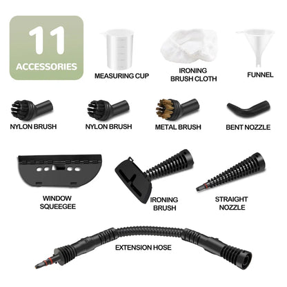 Powerful Handheld Steam Cleaner - Ultimate Portable Steamer with 11-Piece Accessory Set for All Your Cleaning Needs: Floors, Cars, Carpets, Upholstery, and More!