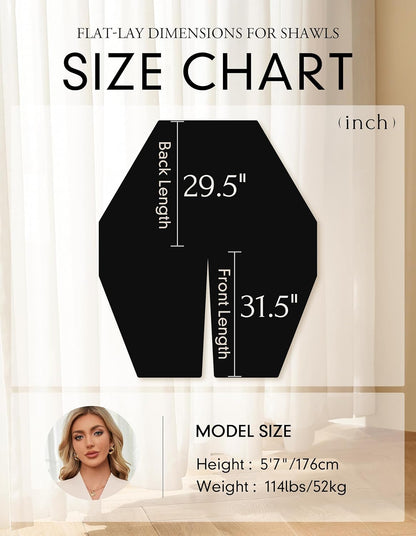 Elegant  Women's Soft Shawl Wrap - Cozy Open Front Poncho Sweater for All Seasons