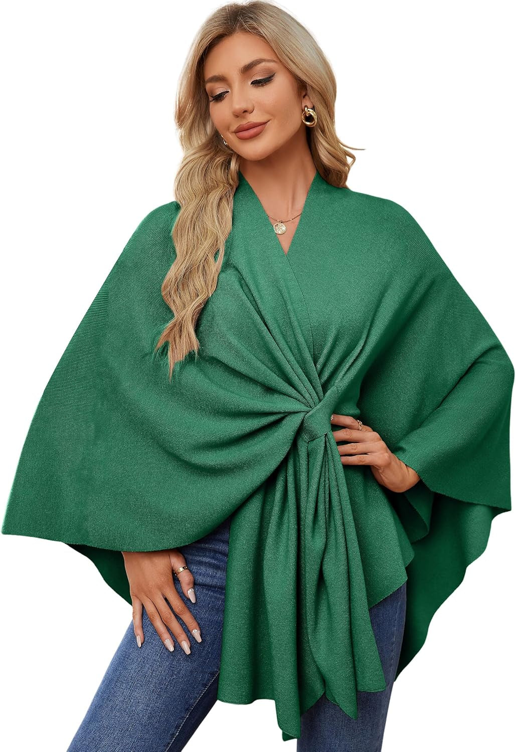 Elegant  Women's Soft Shawl Wrap - Cozy Open Front Poncho Sweater for All Seasons