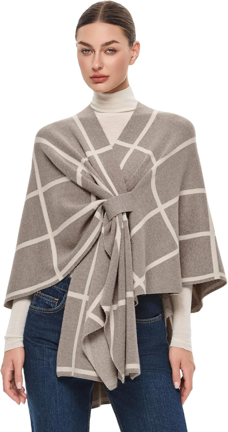 Elegant  Women's Soft Shawl Wrap - Cozy Open Front Poncho Sweater for All Seasons