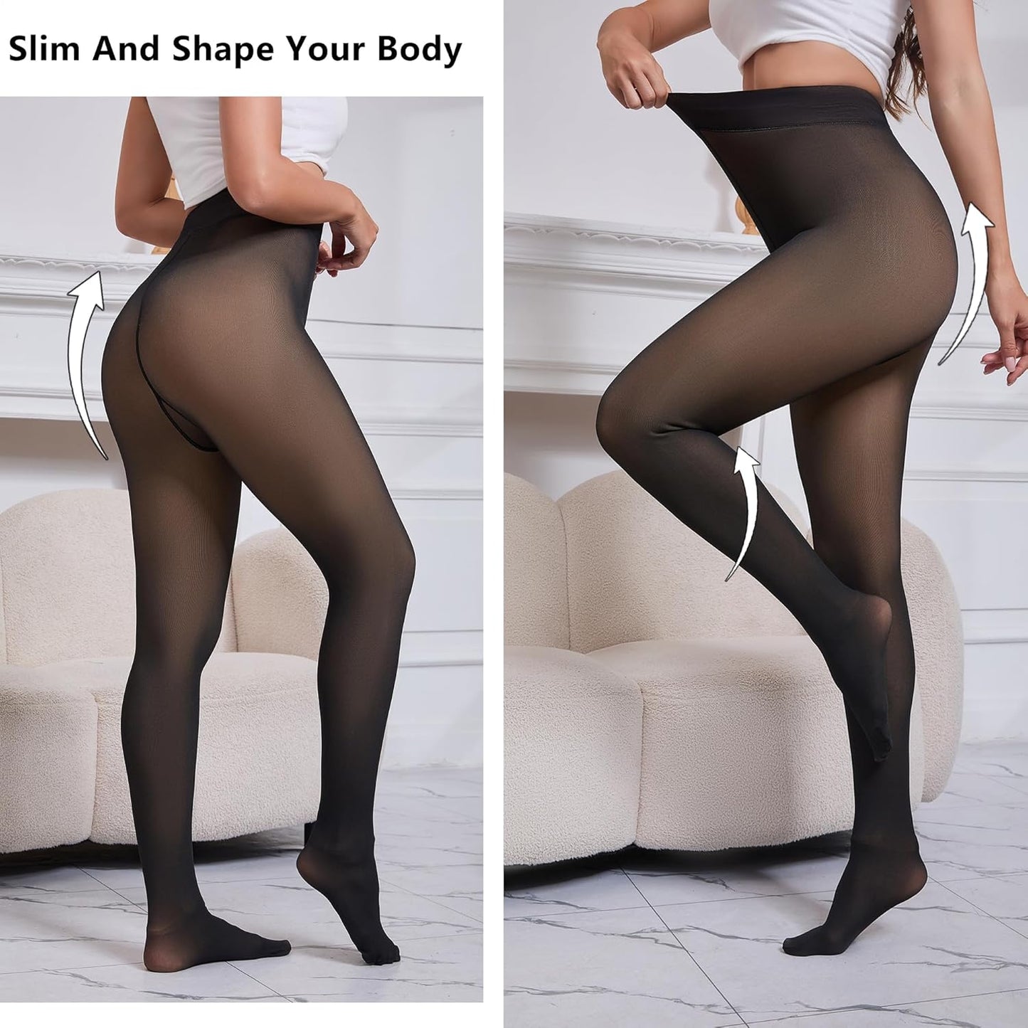2025 High Waist Fleece Lined Thermal Tights - Sheer, Translucent, and Extra Cozy for Women