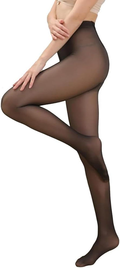 2025 High Waist Fleece Lined Thermal Tights - Sheer, Translucent, and Extra Cozy for Women