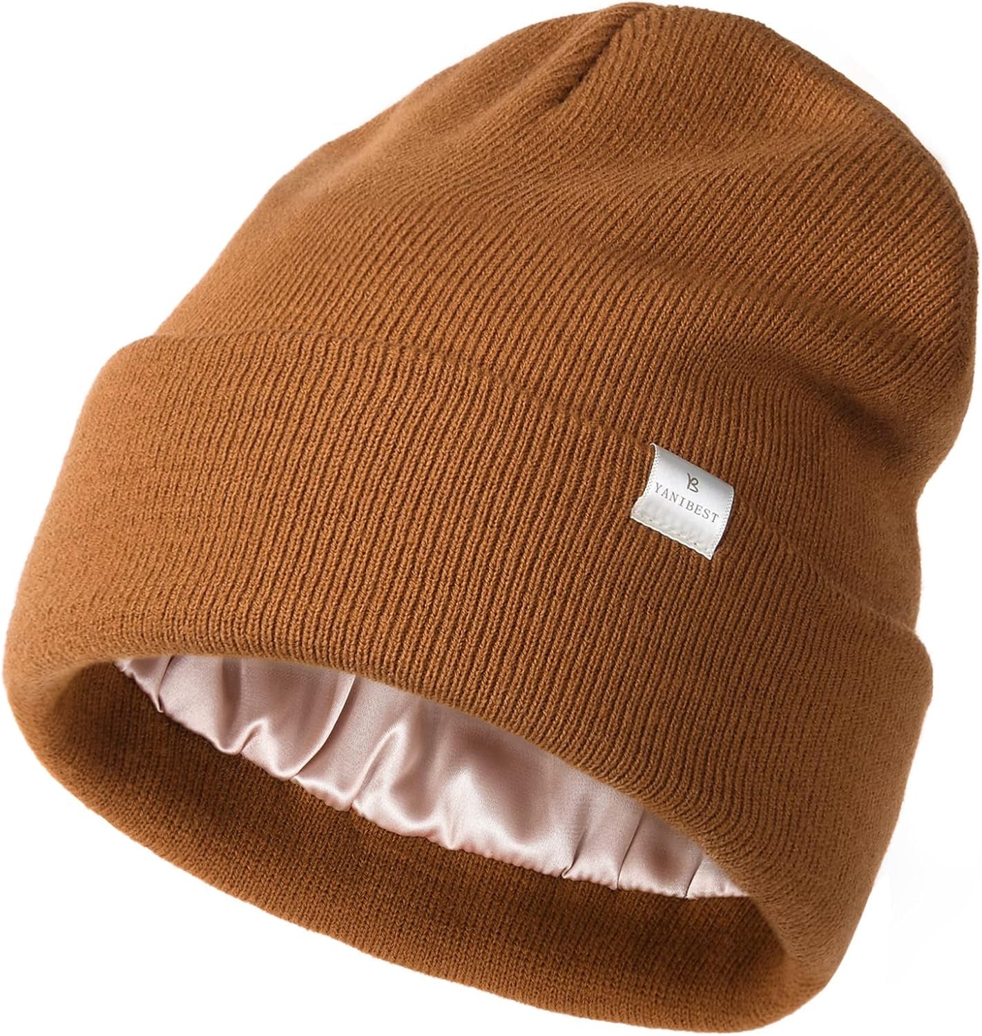 Satin Lined Beanie - Stylish Winter Hat for Women & Men, Reduces Frizz, Soft Slouchy Cuffed Design, Less Static