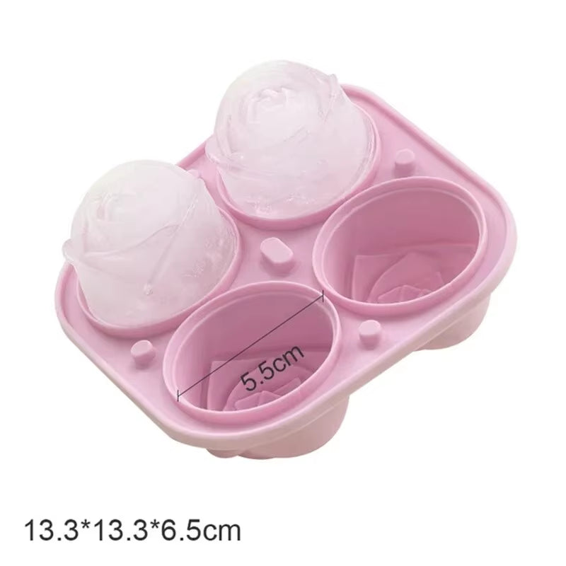 Large 3D Flower Ice Molds - Create 4 Giant Cute Ice Cubes with Silicone Rubber Tray