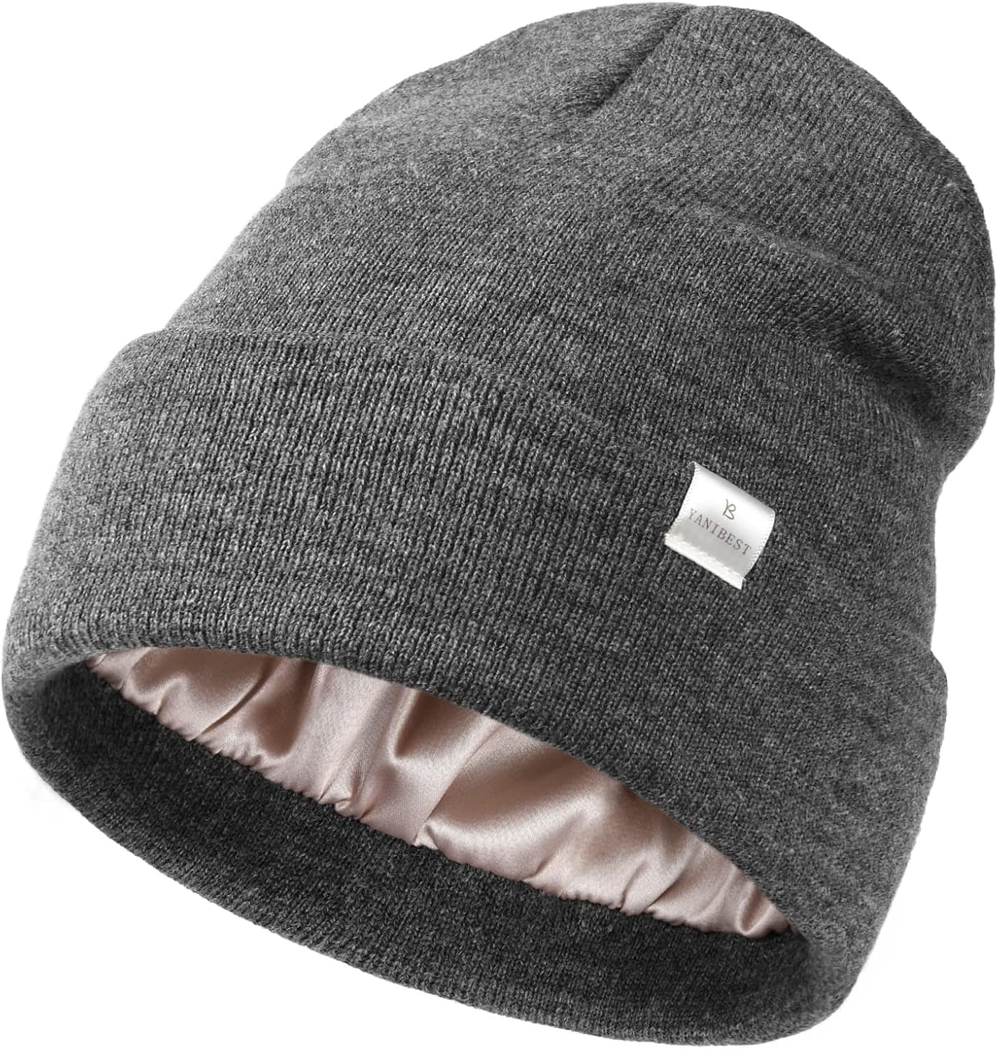 Satin Lined Beanie - Stylish Winter Hat for Women & Men, Reduces Frizz, Soft Slouchy Cuffed Design, Less Static