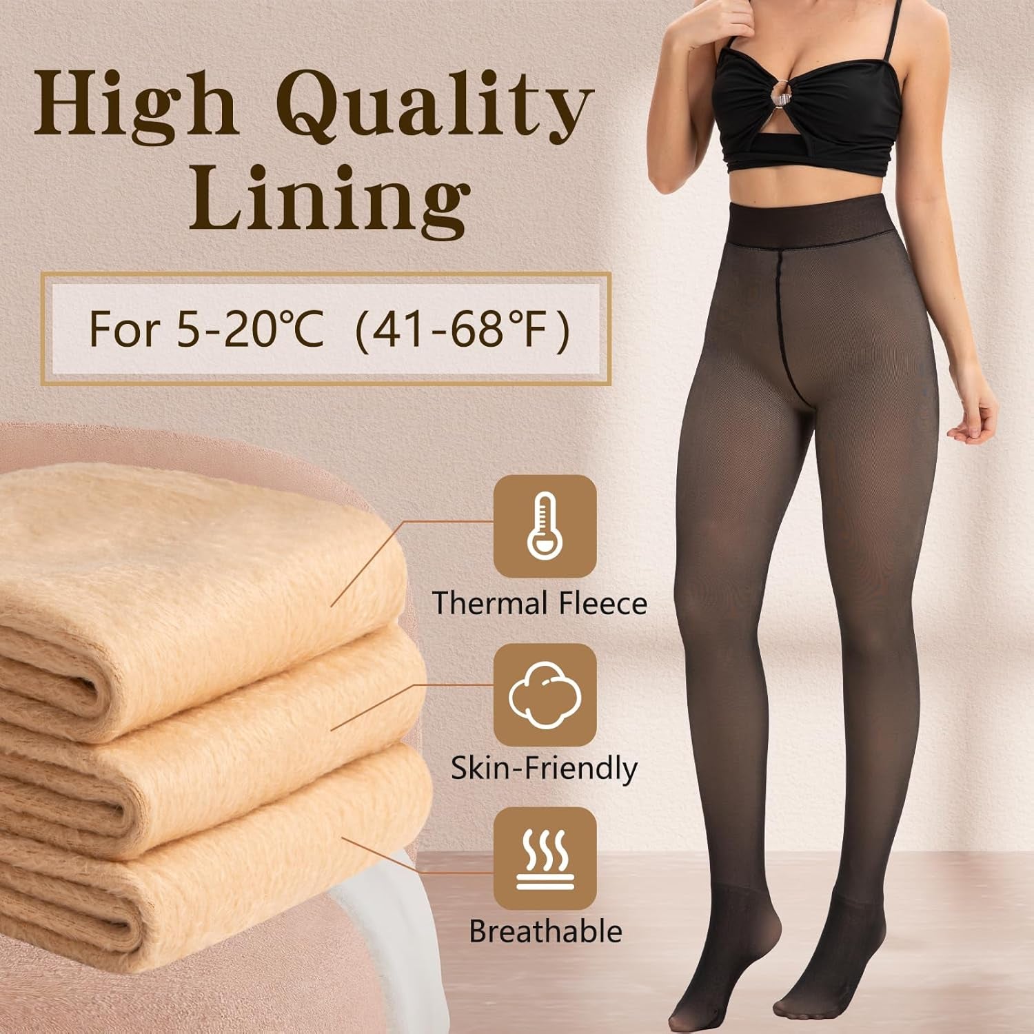 Women's Fleece Lined Thermal Tights - Thick, Warm & Stylish Winter Leggings