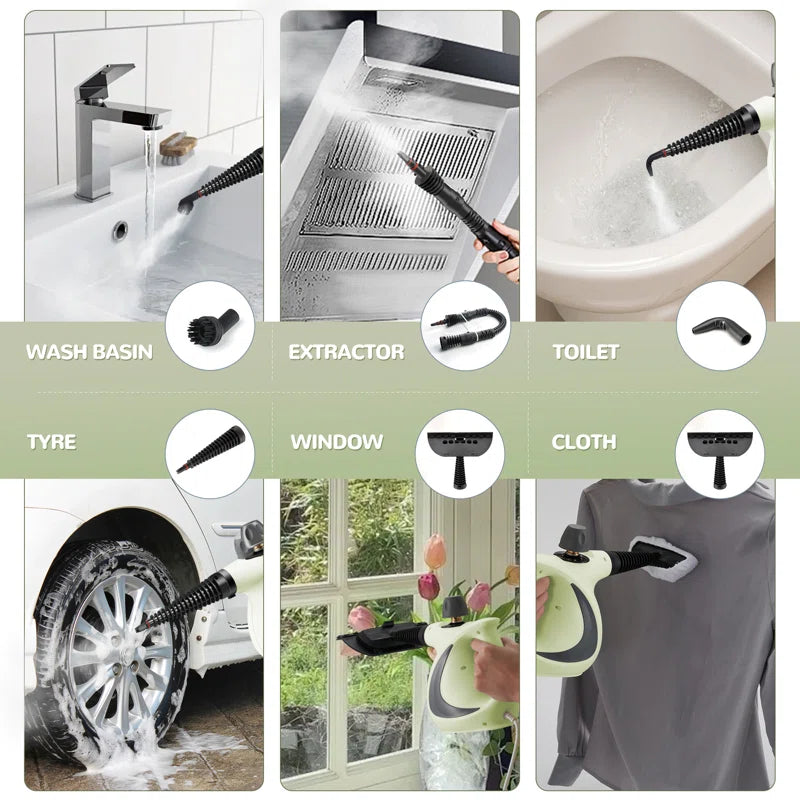 Powerful Handheld Steam Cleaner - Ultimate Portable Steamer with 11-Piece Accessory Set for All Your Cleaning Needs: Floors, Cars, Carpets, Upholstery, and More!