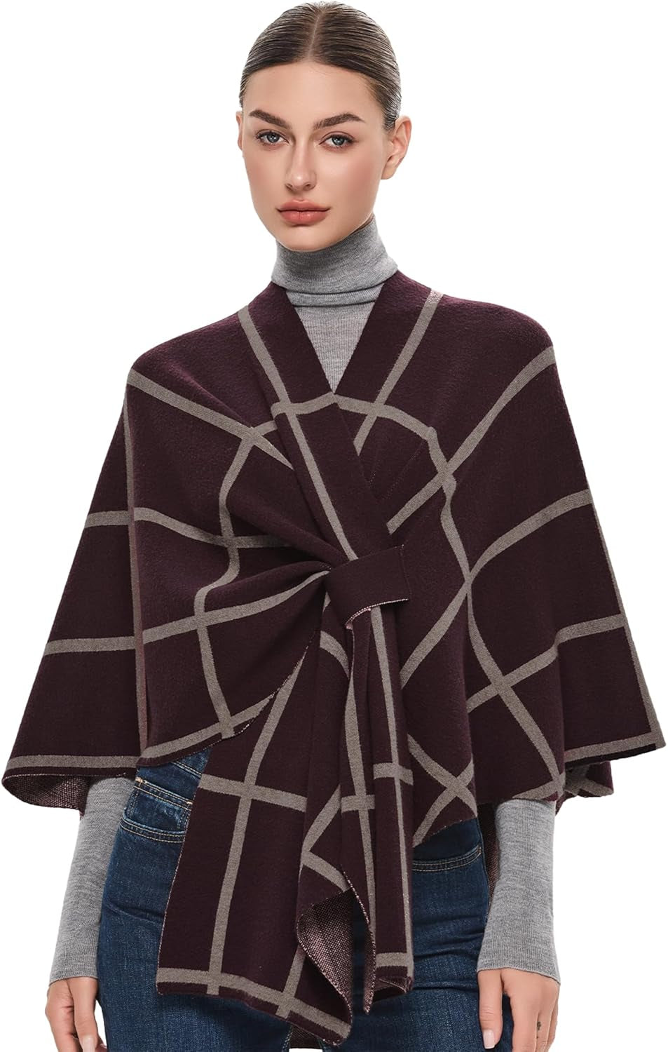Elegant  Women's Soft Shawl Wrap - Cozy Open Front Poncho Sweater for All Seasons