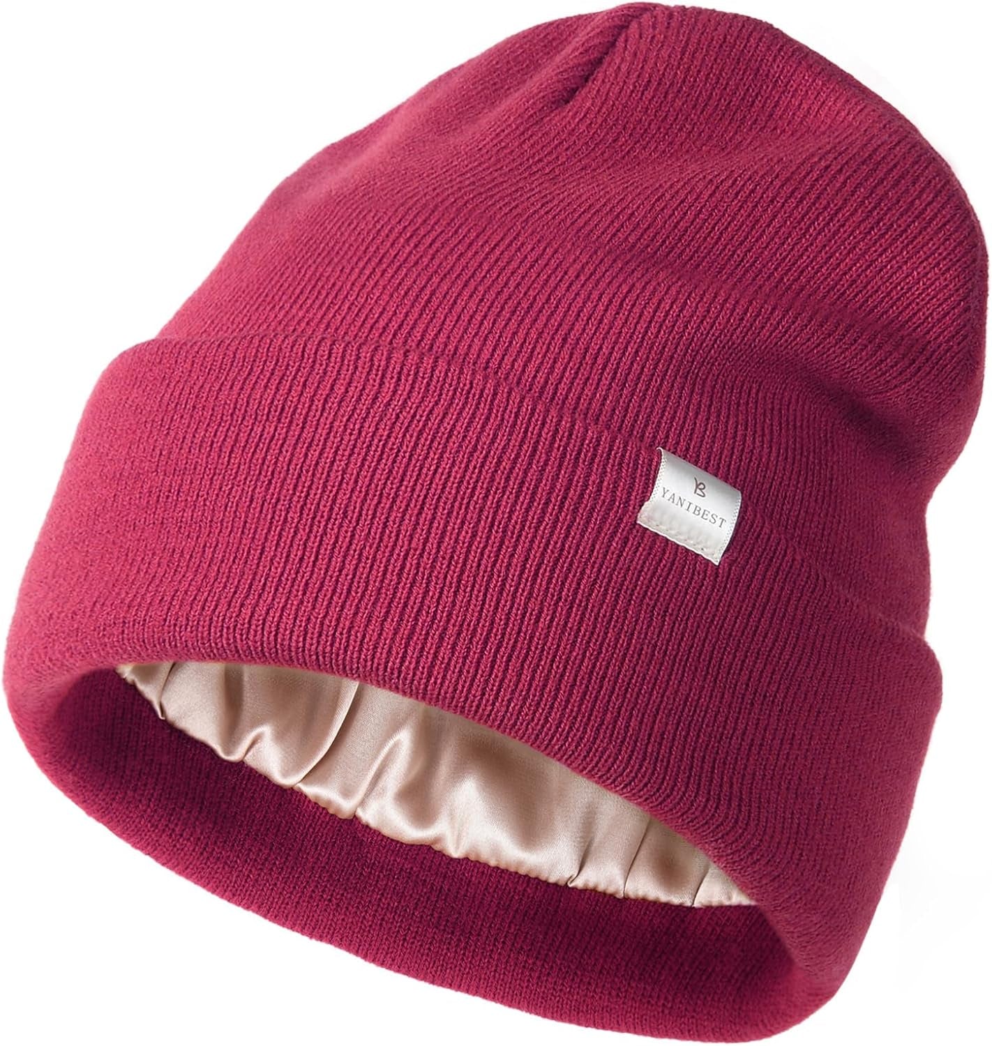 Satin Lined Beanie - Stylish Winter Hat for Women & Men, Reduces Frizz, Soft Slouchy Cuffed Design, Less Static