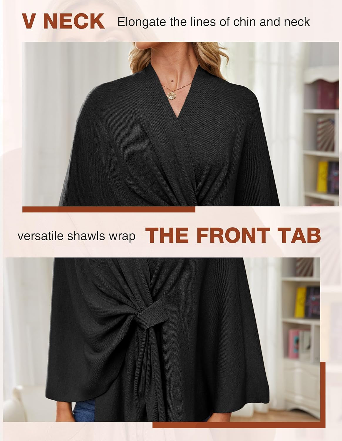 Elegant  Women's Soft Shawl Wrap - Cozy Open Front Poncho Sweater for All Seasons