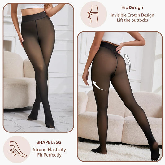 2025 High Waist Fleece Lined Thermal Tights - Sheer, Translucent, and Extra Cozy for Women
