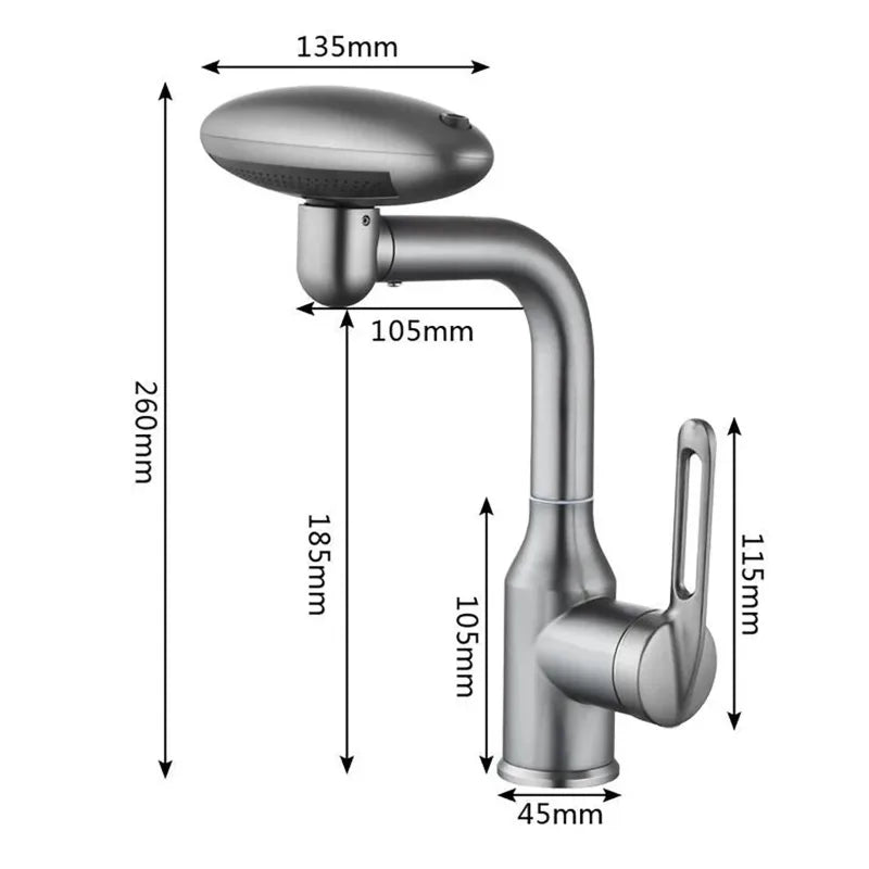 360° Rotating Waterfall Faucet with 4 Spray Modes - Ultimate Hot & Cold Sink Mixer for Your Bathroom