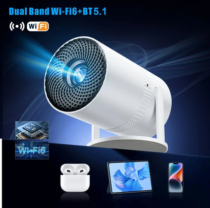 P300 Mini Portable Projector - Stunning 4K/8K Decoding, 720P HD, Android 11, Wi-Fi & Bluetooth 5.1 Connectivity