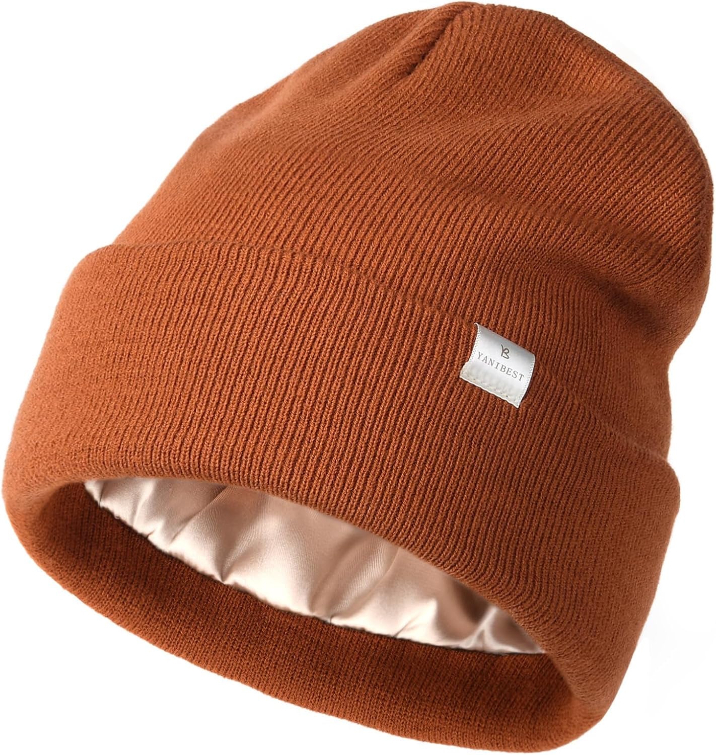 Satin Lined Beanie - Stylish Winter Hat for Women & Men, Reduces Frizz, Soft Slouchy Cuffed Design, Less Static