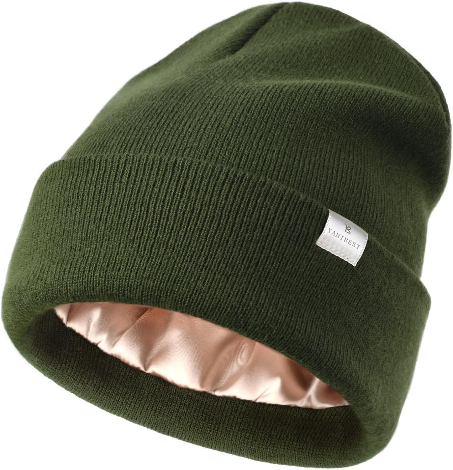 Satin Lined Beanie - Stylish Winter Hat for Women & Men, Reduces Frizz, Soft Slouchy Cuffed Design, Less Static