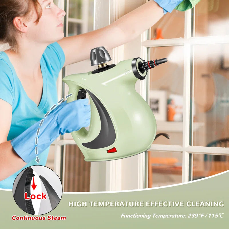 Powerful Handheld Steam Cleaner - Ultimate Portable Steamer with 11-Piece Accessory Set for All Your Cleaning Needs: Floors, Cars, Carpets, Upholstery, and More!