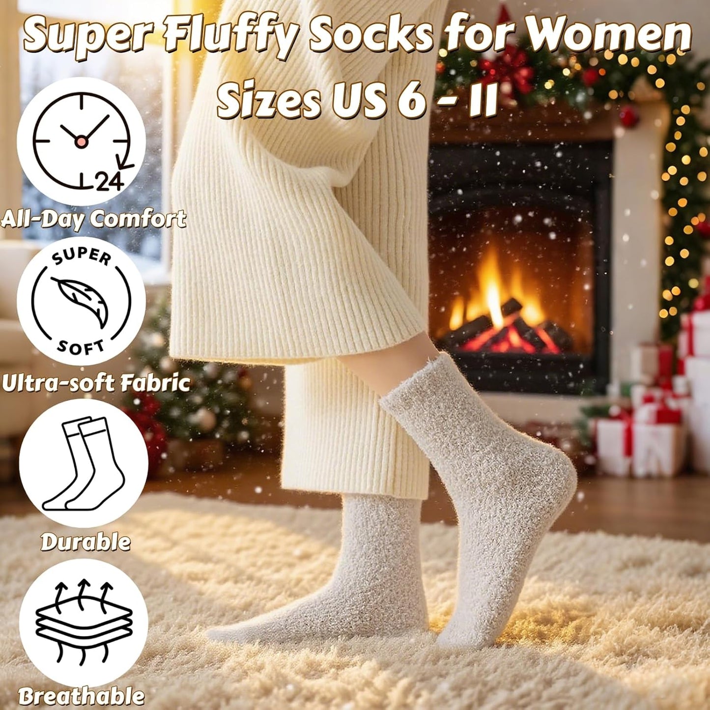 Indulge in Comfort: 3 Pairs of Luxe Cloud Fuzzy Socks for Women - Perfect Gift for Cozy Nights at Home