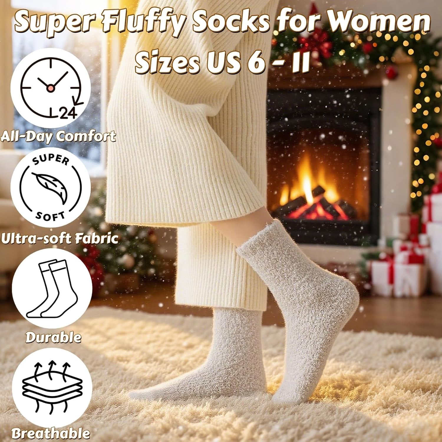 Indulge in Comfort: 3 Pairs of Luxe Cloud Fuzzy Socks for Women - Perfect Gift for Cozy Nights at Home