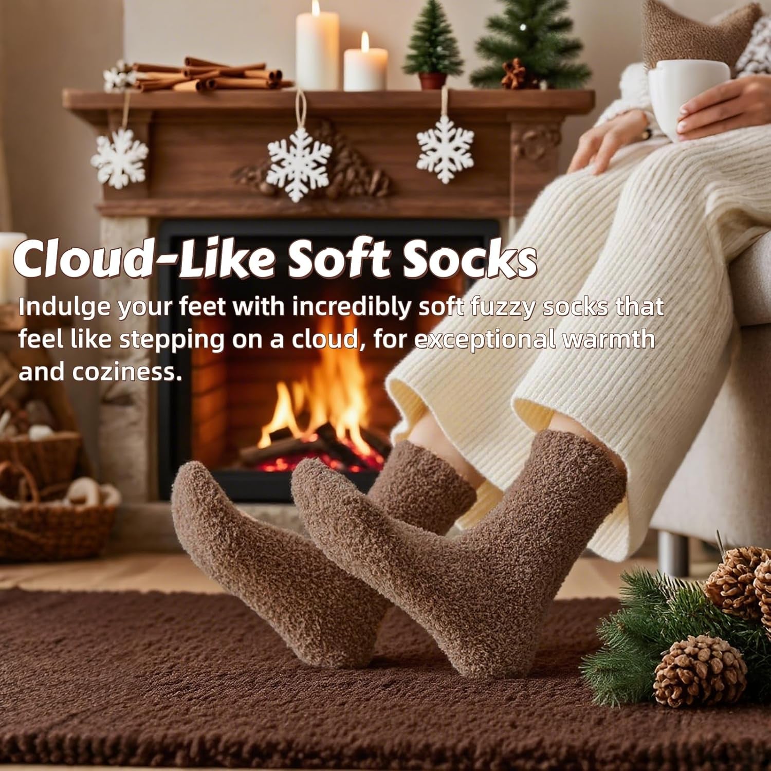 Indulge in Comfort: 3 Pairs of Luxe Cloud Fuzzy Socks for Women - Perfect Gift for Cozy Nights at Home