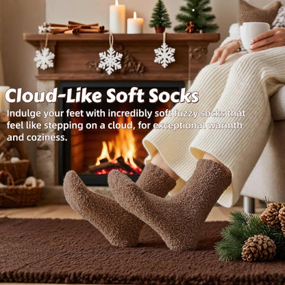 Indulge in Comfort: 3 Pairs of Luxe Cloud Fuzzy Socks for Women - Perfect Gift for Cozy Nights at Home
