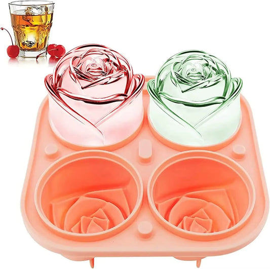 Large 3D Flower Ice Molds - Create 4 Giant Cute Ice Cubes with Silicone Rubber Tray